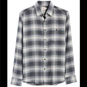 Faherty The Movement Blue gray Plaid Flannel Button-up Shirt size L